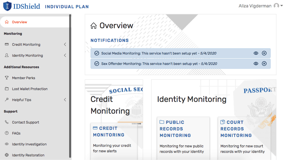 IDShield Dashboard - Product Header Image